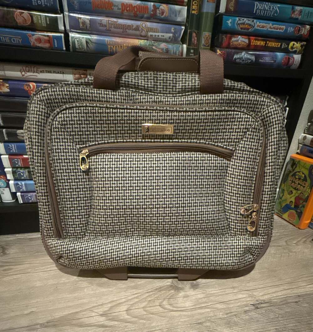 London Fog Buckingham Carry-On Wheeled Luggage Brown Plaid